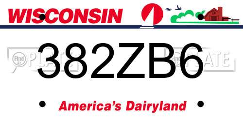382ZB6 Wisconsin License Plate