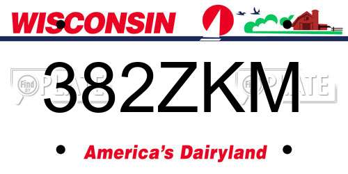 382ZKM Wisconsin License Plate