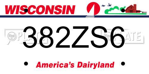 382ZS6 Wisconsin License Plate