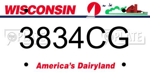 3834CG Wisconsin License Plate