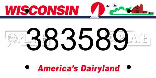 383589 Wisconsin License Plate
