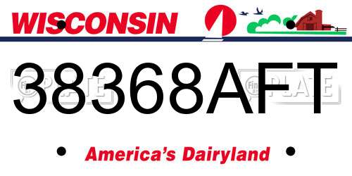 38368AFT Wisconsin License Plate