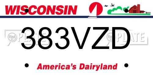 383VZD Wisconsin License Plate