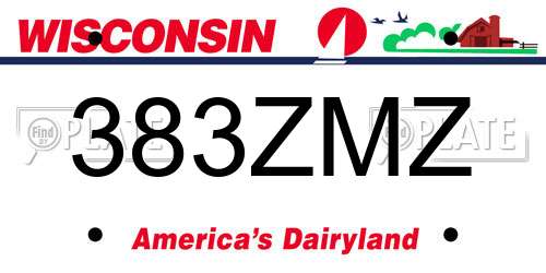 383ZMZ Wisconsin License Plate