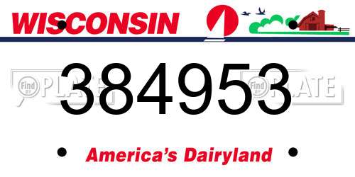384953 Wisconsin License Plate