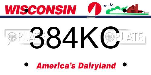 384KC Wisconsin License Plate
