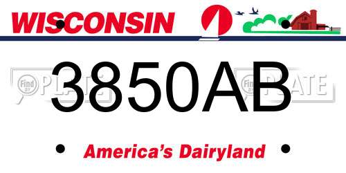 3850AB Wisconsin License Plate
