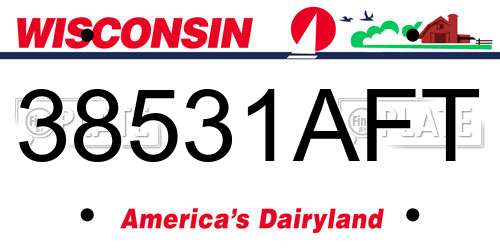 38531AFT Wisconsin License Plate