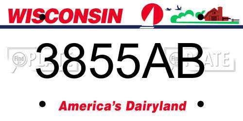 3855AB Wisconsin License Plate