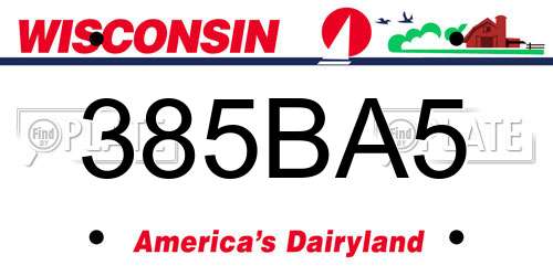 385BA5 Wisconsin License Plate