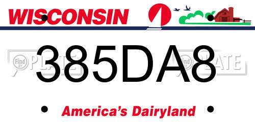 385DA8 Wisconsin License Plate
