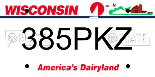 385PKZ Wisconsin License Plate