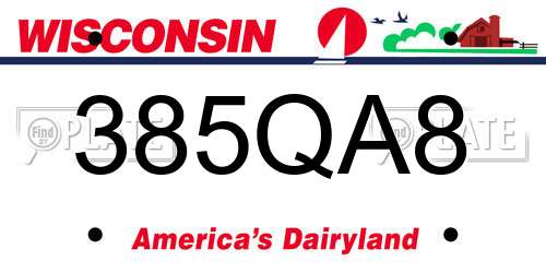 385QA8 Wisconsin License Plate