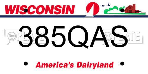 385QAS Wisconsin License Plate