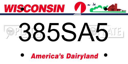 385SA5 Wisconsin License Plate