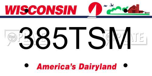 385TSM Wisconsin License Plate