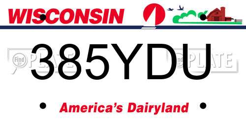 385YDU Wisconsin License Plate
