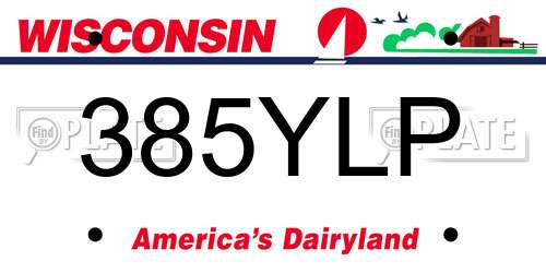 385YLP Wisconsin License Plate