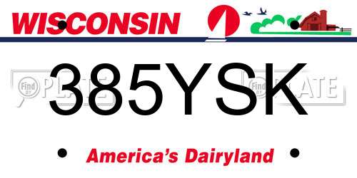 385YSK Wisconsin License Plate