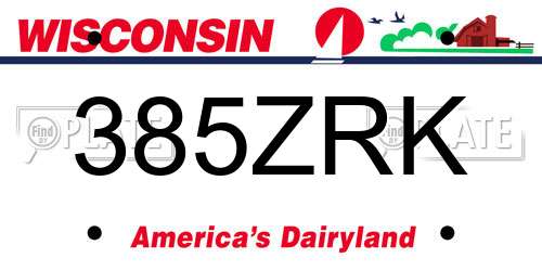 385ZRK Wisconsin License Plate