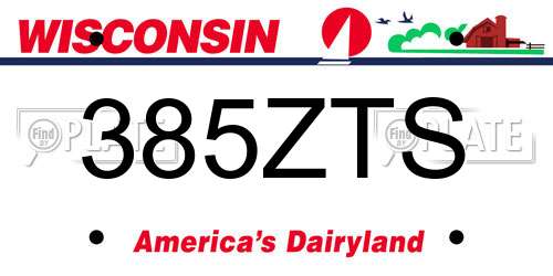 385ZTS Wisconsin License Plate