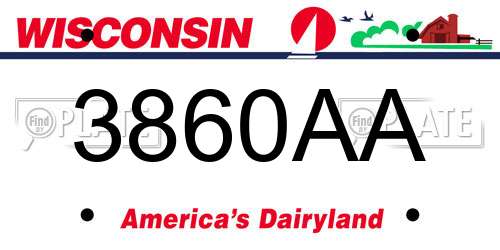 3860AA Wisconsin License Plate