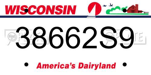 38662S9 Wisconsin License Plate