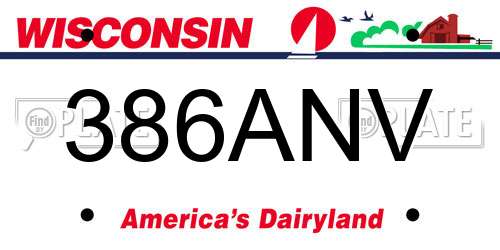 386ANV Wisconsin License Plate