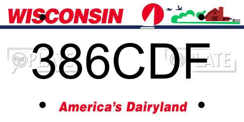 386CDF Wisconsin License Plate