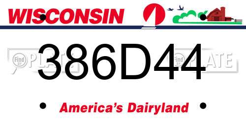 386D44 Wisconsin License Plate