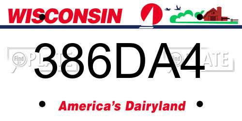 386DA4 Wisconsin License Plate