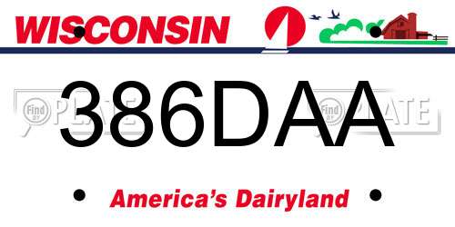 386DAA Wisconsin License Plate