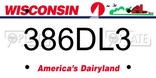 386DL3 Wisconsin License Plate
