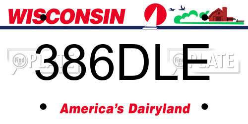 386DLE Wisconsin License Plate
