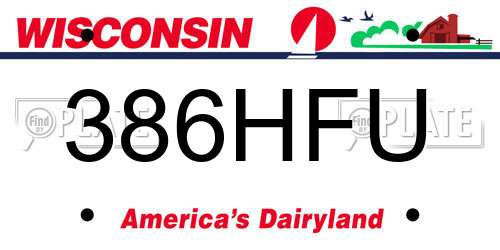 386HFU Wisconsin License Plate