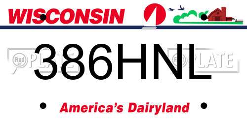 386HNL Wisconsin License Plate