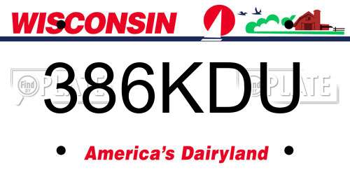 386KDU Wisconsin License Plate