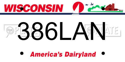 386LAN Wisconsin License Plate