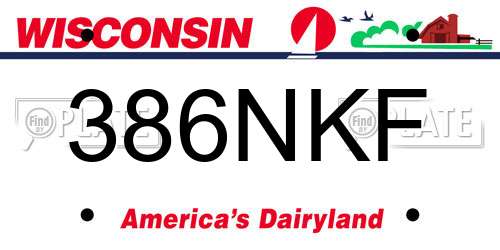 386NKF Wisconsin License Plate