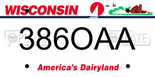 386OAA Wisconsin License Plate