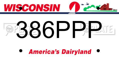 386PPP Wisconsin License Plate