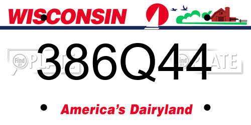 386Q44 Wisconsin License Plate