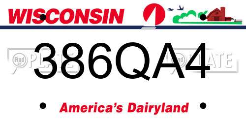 386QA4 Wisconsin License Plate