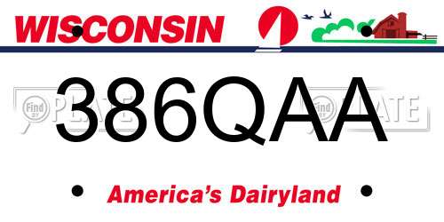 386QAA Wisconsin License Plate