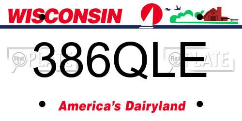 386QLE Wisconsin License Plate