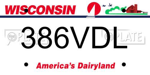 386VDL Wisconsin License Plate