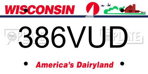 386VUD Wisconsin License Plate
