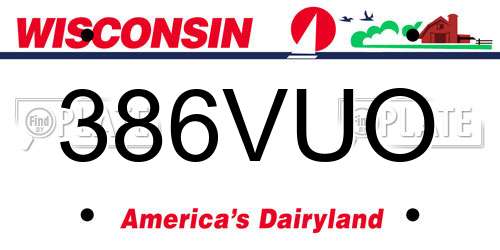 386VUO Wisconsin License Plate