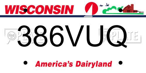 386VUQ Wisconsin License Plate