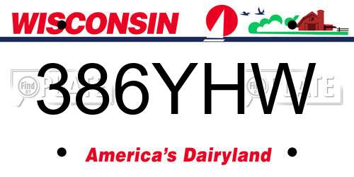 386YHW Wisconsin License Plate